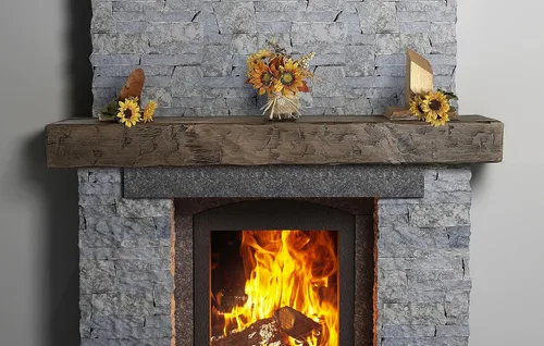 Vista 10 de J.H.Yoder Timbers 6" x 8" x 60" Viga de chimenea rústica maciza de madera de pino labrada a mano por artesanos Amish, de origen sostenible