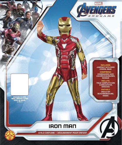 Vista 5 de Rubies Marvel Avengers Endgame - Disfraz y máscara de Iron Man para niños talla S color rojo
