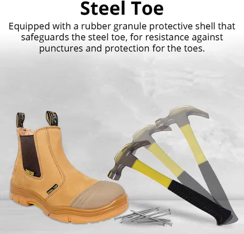 Vista 3 de WOLF Work Boot 100% Genuine Upper Leather Oil, Slip, Impact, Puncture Resistant Electrical Hazards Non-Slip Rubber Sole