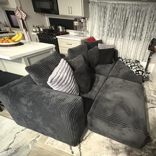 Vista 5 de Acanva - Sofá seccional modular convertible en forma de L de corduroy, sofá de esquina de 4 plazas con combinación libre, convertible a cama diurna