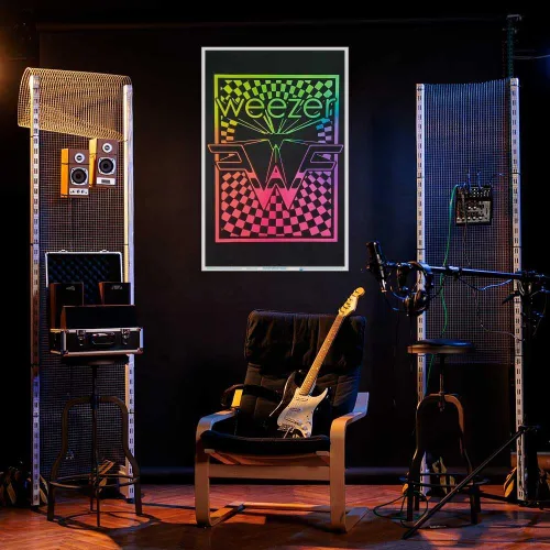 Vista 4 de Scorpio Posters Weezer Logo – Flocado – Póster de luz negra – 23 x 35 pulgadas