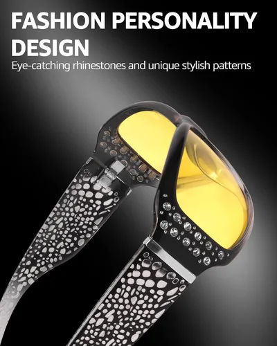 Vista 4 de LVIOE Gafas de sol polarizadas de moda con diamantes de imitación para mujer estilo envolvente con protección UV LS010
