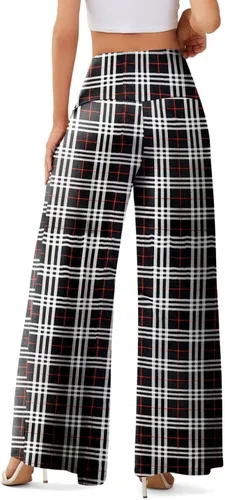 Vista 3 de JZC Pantalones de descanso Palazzo para mujer, elásticos, de pierna ancha, casuales, cómodos, de cintura alta, holgados, tallas S-3XL