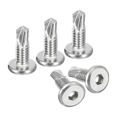 Vista 16 de uxcell Tornillos Autorroscantes de Encaje Hexagonal, 1/4 x 1 Acero Inoxidable 410 Tornillo de Perforación de Cabeza Plana para Chapa Metálica 100