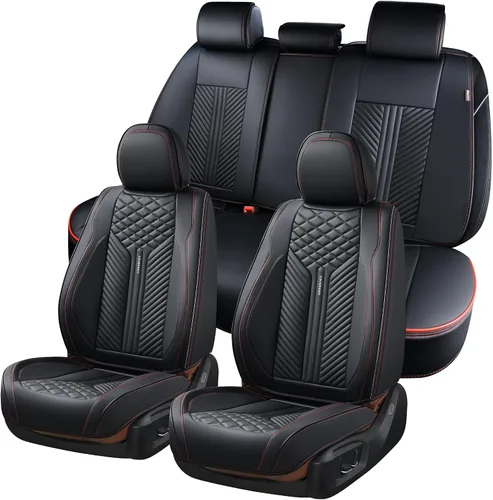 Vista 20 de Coverado Fundas de asiento delantero, paquete de 2 fundas de asiento impermeables para automóviles, cojines de asiento de cuero de lujo, protectores