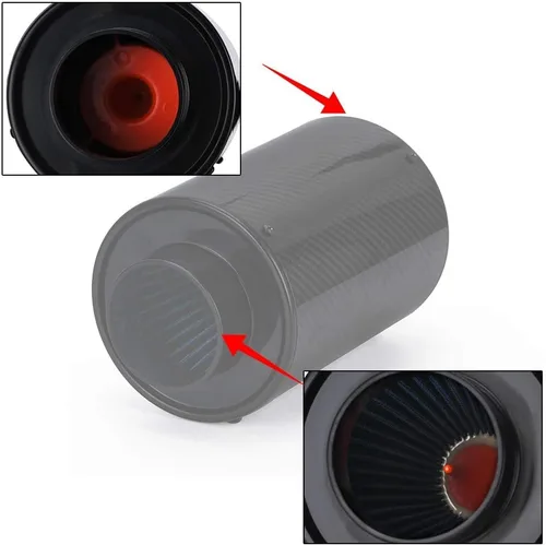 Vista 2 de PTNHZ Universal 3 "Racing fibra de carbono Kit de inducción de alimentación en frío Kit de admisión de aire Caja de filtro de aire con ventilador