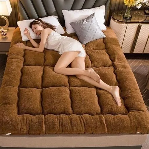 Vista 10 de Colchón de futón japonés de felpa gruesa, diseño plegable y enrollable de 4 pulgadas, sofá cama convertible portátil y almohadilla para dormir