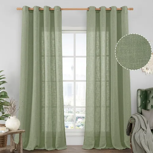 Vista 24 de LAMIT Cortinas de lino marrón caramelo para sala de estar, 84 pulgadas, de lino sintético, texturizado, filtrante de luz, paneles de privacidad