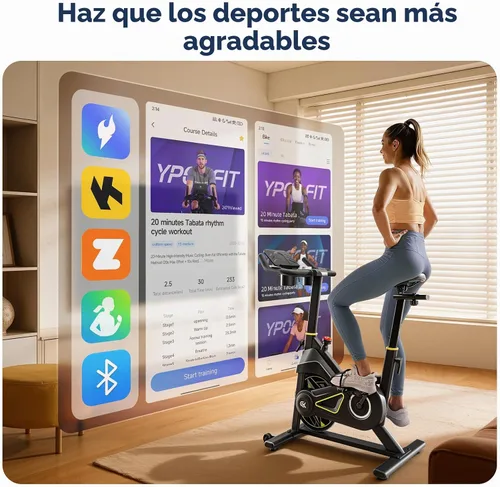 Vista 6 de YPOO Exercise Bike Adjustable Magnetic Resistance 330LBS,APP Courses