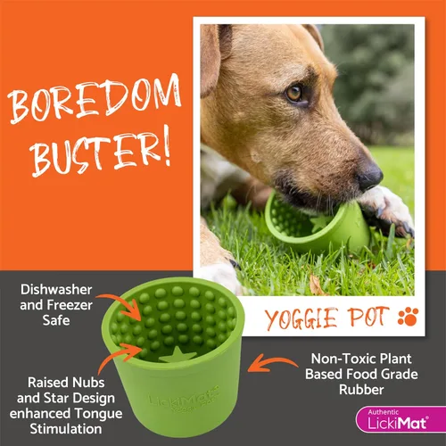 Vista 5 de LICKIMAT Yoggie Pot - Distracción, diversión y enriquecimiento. Dispensador de golosinas de goma de larga duración para todos los tamaños de perros
