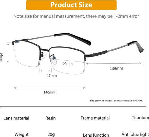 Vista 4 de K.LAVER Gafas de lectura multifocales progresivas, lentes de bloqueo de luz azul para hombres y mujeres, medio marco multifocal, lector multifoco