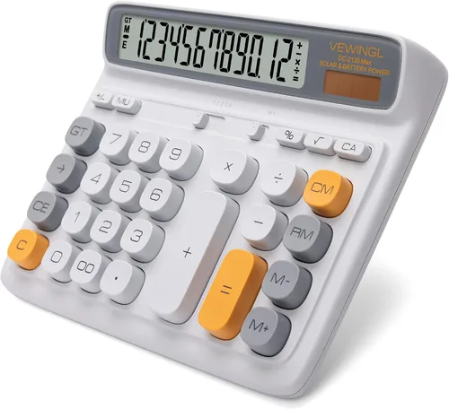 Vista 9 de VEWINGL Calculadora de escritorio, pantalla LCD grande de 12 dígitos, teclas grandes estilo computadora, doble potencia (solar y batería), modo