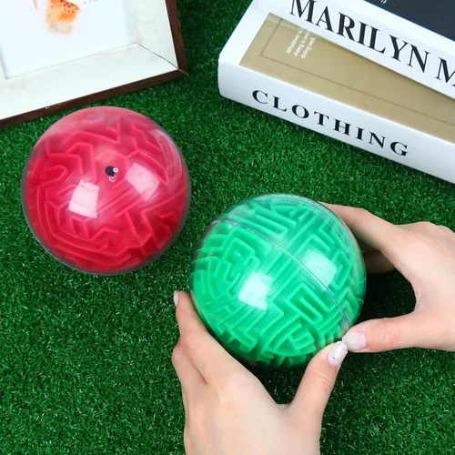 Vista 4 de Sumind 2 piezas de rompecabezas 3D con bola de laberinto de 4 pulgadas, esfera mágica, rompecabezas secuenciales de memoria, rompecabezas educativos