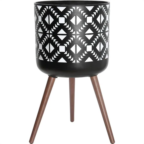 Vista 10 de D'vine Dev Maceta de 12 pulgadas con soporte, maceta alta de mediados de siglo con patas para plantas de interior, bronce/negro, 88-G-C-6
