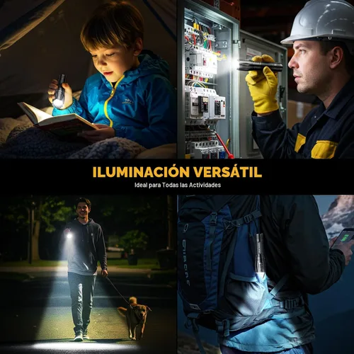 Vista 8 de BUCASA Paquete de 3 linternas recargables de alto lúmenes, linterna pequeña más brillante, linternas tácticas recargables potentes, linterna LED