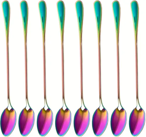 Vista 11 de Long Handle Iced Tea Spoons, 7.9" 18/10 Stainless Steel Cocktail Stirring Spoons with Thickened Ergonomic Handle, Tall Coffee & Latte Stirrers