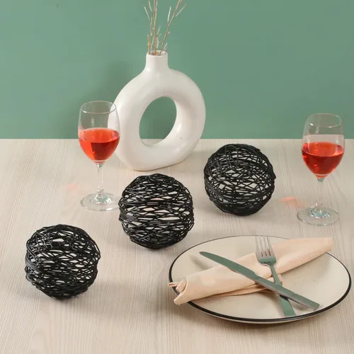 Vista 5 de CLEENTABLE Bolas decorativas de metal negro, juego de 3, orbes de relleno