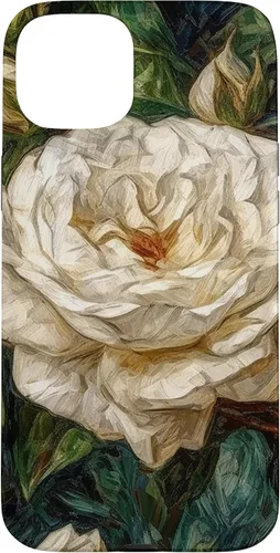 Vista 9 de iPhone 16 Van Gogh Art White Flower White Roses Case