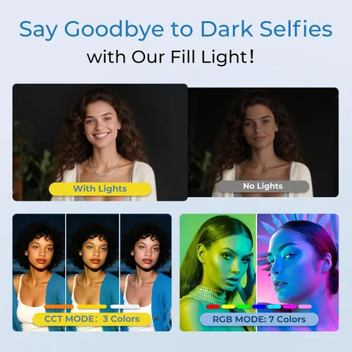 Vista 4 de BOMIDI Trípode de teléfono de 50 pulgadas con control remoto, trípode para iPhone, palo selfie 6 en 1 con luz y soporte, soporte extensible