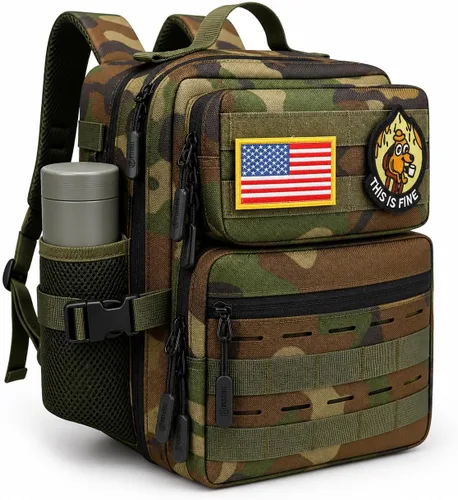 Vista 12 de Mini mochila táctica de 9L para hombres y mujeres, mochila táctica militar pequeña para deportes, gimnasio, senderismo, viajes, camping, Verde Verde