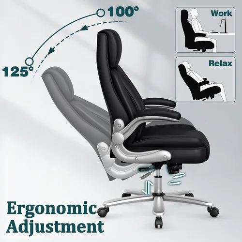 Vista 9 de Silla de oficina ejecutiva, silla de escritorio ergonómica, silla de computadora cómoda resistente de 500 libras con soporte lumbar ajustable