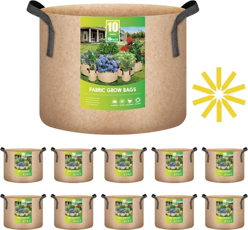 Vista 19 de iPower Paquete de 10 bolsas de 3 galones para plantas de tela no tejida gruesa resistente para cultivo de papas, contenedor duradero con aireación
