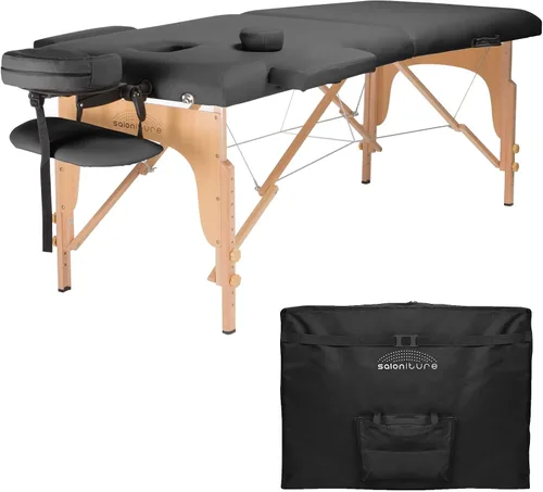 Vista 9 de Saloniture - Mesa de masaje plegable portátil profesional con estuche de transporte, color negro