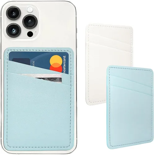 Vista 9 de Cartera de cuero para teléfono, soporte adhesivo para tarjetas de crédito para funda de teléfono, compatible con iPhone, Samsung, Android y todos