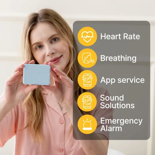 Vista 2 de JUST ON Smart Sleep Tracker - Monitor de sueño no portátil para personas mayores, fácil respiración y monitoreo del sueño, alertas de emergencia