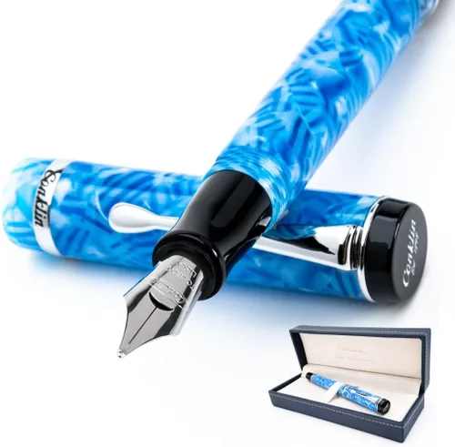 Vista 17 de Conklin Duragraph Pluma estilográfica Abalone Nights - Punta mediana, elegante instrumento de escritura con exquisito acabado de abulón
