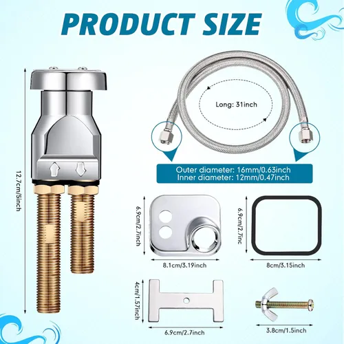 Vista 3 de Hortsun Kit de interruptor de vacío para tazón, mango de hardware, 7 piezas de acero inoxidable, latón chapado en cromo, 31 pulgadas, para reemplazo