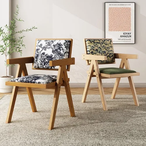 Vista 2 de YVYKFZD Juego de sillas de comedor de madera maciza, sillas de cocina sin brazos, silla de comedor tapizada con respaldo, sillón de terciopelo
