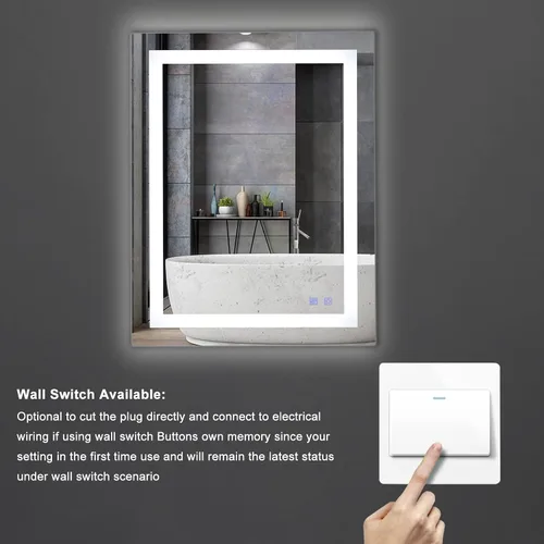Vista 4 de Bonnlo Espejo de baño LED antiempañador de 32 "24" con luces táctiles/regulables