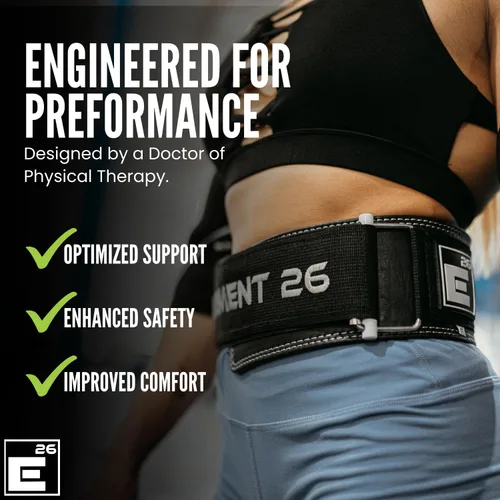 Vista 4 de Element 26 - Cinturón híbrido de cuero para levantamiento de pesas para hombres y mujeres - Cinturón de cuero ajustable con bloqueo automático