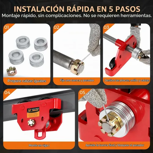 Vista 6 de BEAMNOVA - Carrito manual de 3 toneladas para brida de 3.66" a 8.46", anillo