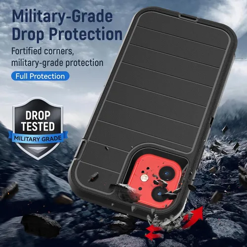 Vista 3 de YmhxcY Funda para iPhone 12/iPhone 12 Pro [2 Protectores de Pantalla de Vidrio Templado] Cubierta Duradera de 3 Capas A Prueba de Caídas/Funda