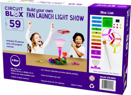 Vista 3 de E-Blox Kit de circuito STEM de bloques de construcción, 59 proyectos, construye tu propio espectáculo de luces de lanzamiento de ventiladores
