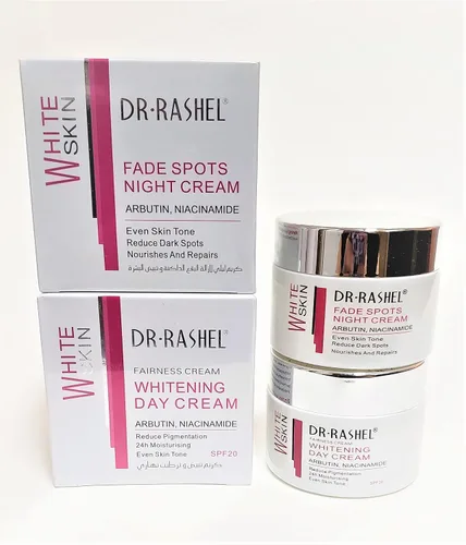 Vista 4 de Dr Rashel Fade Dark Spots Crema facial de día y crema de noche con arbutina y niacinamida (paquete de 2) tarros de 1.76 onzas