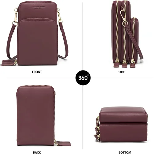 Vista 2 de Bolso chico en bandolera de mujer para celular minicartera tarjetera monedero de manohombro
