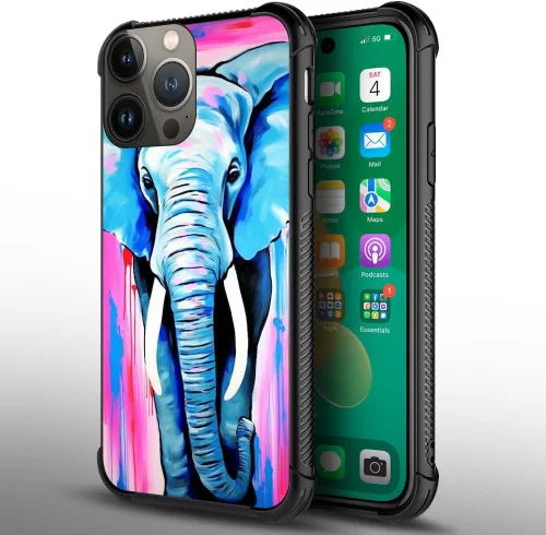 Vista 2 de Funda compatible con iPhone 13 Mini, diseño de elefantes africanos, a prueba de golpes, antiarañazos, carcasa trasera de policarbonato duro
