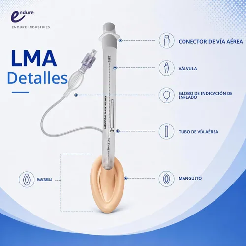 Vista 4 de Endure Máscara laríngea desechable para vías respiratorias, LMA, 1 paquete (talla 4)