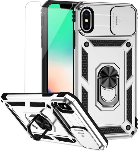 Vista 11 de Funda para iPhone Xs Max con cubierta para lente de cámara, protector de pantalla HD, doble capa de protección contra caídas de grado militar