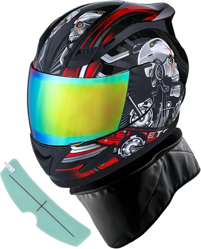 Vista 26 de 1Storm - Casco de cabeza completa para motocicleta, diseño de calavera mecánica HJDJ11