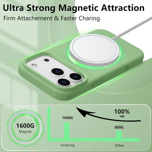 Vista 260 de Funda magnética de silicona para iPhone 13 Pro, color blanco antiguo [Compatible con Magsafe] [Forro de microfibra suave antiarañazos], funda
