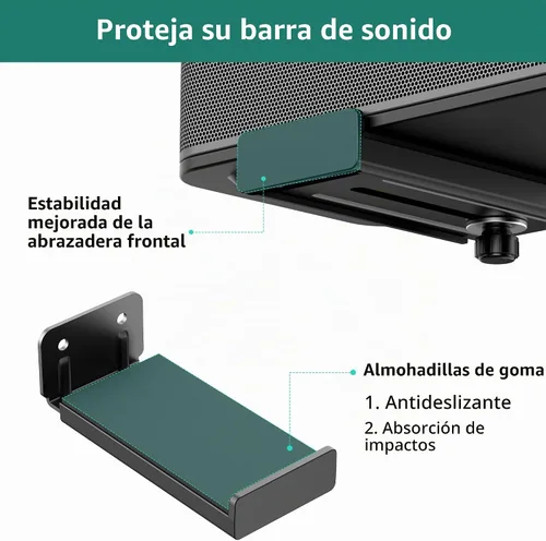 Vista 5 de HomeMount Soporte de pared para barra de sonido, soportes de barra de El metal resistente soporta 33 libras y mantiene tu barra de sonido debajo