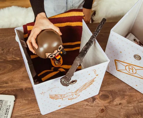 Vista 5 de Ukonic Harry Potter Hedwig - Organizador de cubos de almacenamiento de 11 pulgadas, juego de 2, contenedor de cesta de tela, organizador de armario