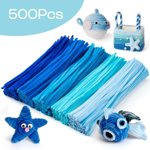 Vista 8 de Caydo 500 piezas limpiapipas azules para flores Azul degradado