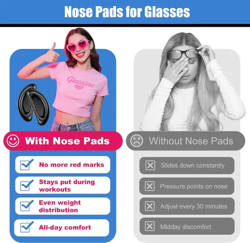 Vista 4 de 20 pares de almohadillas de nariz para lentes – 0.039 pulgadas de silicona ultra fina antideslizante para pegar en la nariz, almohadillas adhesivas