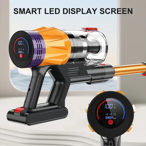 Vista 5 de Aspiradora inalámbrica con pantalla LED, aspiradora inalámbrica de 550 W para el hogar, batería extraíble/ligera/recargable, aspiradora inalámbrica