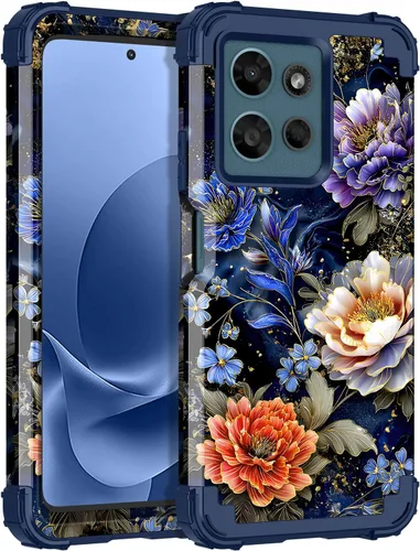 Vista 12 de LONTECT Funda para Moto Edge 2021, Moto Edge 5G UW, funda floral a prueba de golpes, 3 en 1, híbrida resistente, resistente, funda protectora